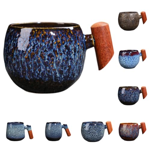 Gtzbcivマグカップ コーヒーカップ 和風マグカップ 陶器 セラミック大容量 可愛い コップオシャレ 洗いやすい 焼き物 コップ 珈琲 紅茶 緑茶 食器 結婚祝い 生日礼物 引越し祝い 記念日 プレゼント 暖かいお茶 (チャビーカップ(アイスフレイム)