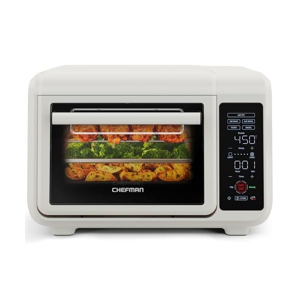 Chefman easyair 15 qt air fryer countertop oven for quick healthy meals bake broil air fry toast and bagel functions 450f max temp 4 slice toaster oven air fryer combowhite  urban country home decor