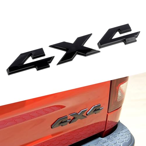 Image of Rear Tailgate 4X4 Emblem Sticker 3D Badge, Tailgate Letter Number Badge Emblems Badge 3D Sticker Decal, Stereo Metal Body Decoration Stand, Compatible with Wrangler Compass Off-road (Black)
