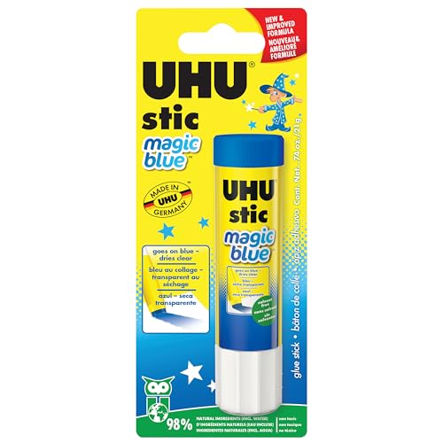 Uhu Colored Glue Stick, 21g Blue, rubs on Blue & Dries Clear,...