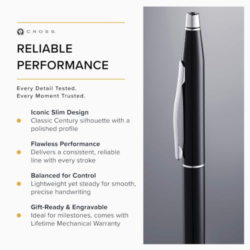 Image of Cross Classic Century Black Lacquer Ballpoint Pen, Medium Point, Black Ink