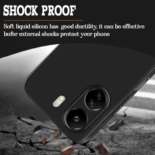Image of Casotec Back Cover for Mi Redmi 13C 4G / Poco C65 4G | Full Camera Protection | Premium Liquid Silicon Case | Flexible Bumper Case for Mi Redmi 13C 4G / Poco C65 4G (Black)