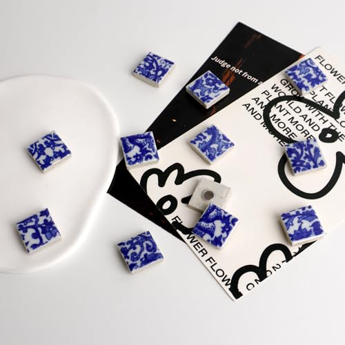 12 imanes decorativos de porcelana azul y blanca para refrigerador miniatura 3