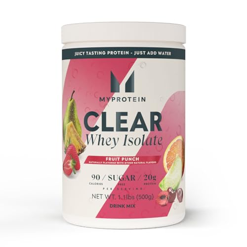 Myprotein Clear Whey Isolate Protein Powder, 1.1 Lb (20 Servings) Fruit Punch, 20g Protein per Serving, Naturally Flavored Drink Mix, Daily Protein Intake for Superior Performance