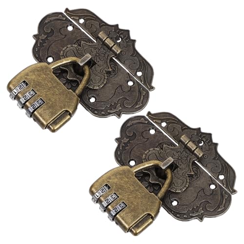 GALPADA Fermoir Vintage en Alliage de Zinc Solide, Lot de 2 Loquets à Code Compacts pour Boîte à Bijoux et Coffret en Bois, Cadenas Extérieur Résistant pour Meubles et Valises,