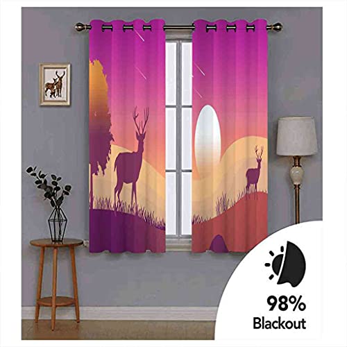 Rideaux occultants d'enfant forêt pleine lune polyester 3D - 6