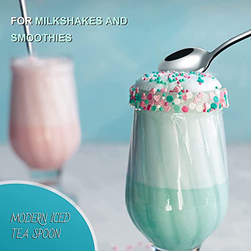 Longkins Spoon 2 Pcs Tea Spoons Long Handle Coffee Spoon Stainless Steel Ice Cream Dessert Scoop For Home Kitchen Office Bars