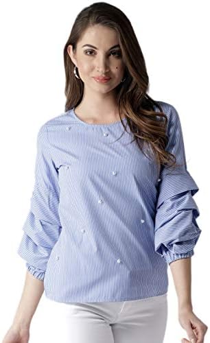 بلوزة بقصة عادية مخططة للنساء من كريف