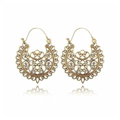 Gold flower hoop earrings