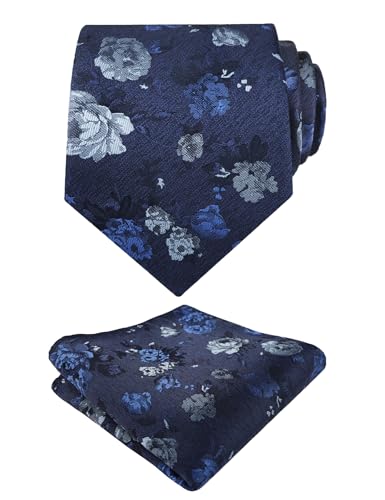 Image of Alizeal Mens 3.15'' Colorful Flower Pattern and handkerchief Necktie Set