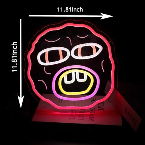 Image of Funny Neon Signs for Wall Decor, 11.8 x 11.8 Inches,Dimmable Cherry The Creator Neon Lights for Bedroom Decor, USB Power Music Bomb LED Neon Lights for Man Cave,Bar and Art Wall Decor