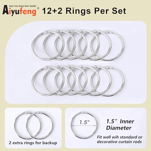 Aiyufeng Curtain Liner Blackout 2 Panles with 14 Pieces Rings Set, Greyish White Thermal Curtains Liner for Behind Curtains 63 Length, Solid Block Curtains Liner 36" Wide 58 "Long, 2 Pcs = 72" W by Aiyufeng - Used condition - Image 3