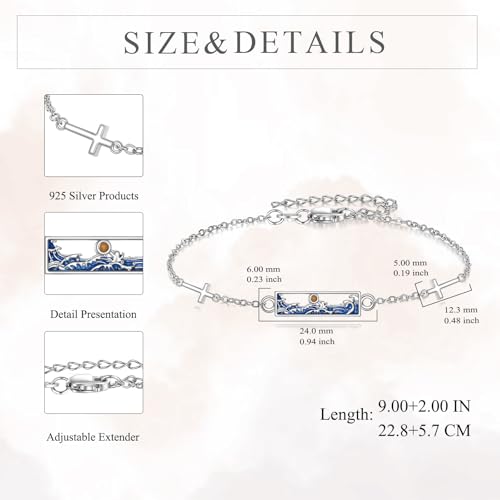 Image of AOBOCO Mustard Seed Anklet Bracelets 925 Sterling Silver Cross Faith Anklets Chain Christian Religious Jewelry Gifts for Women