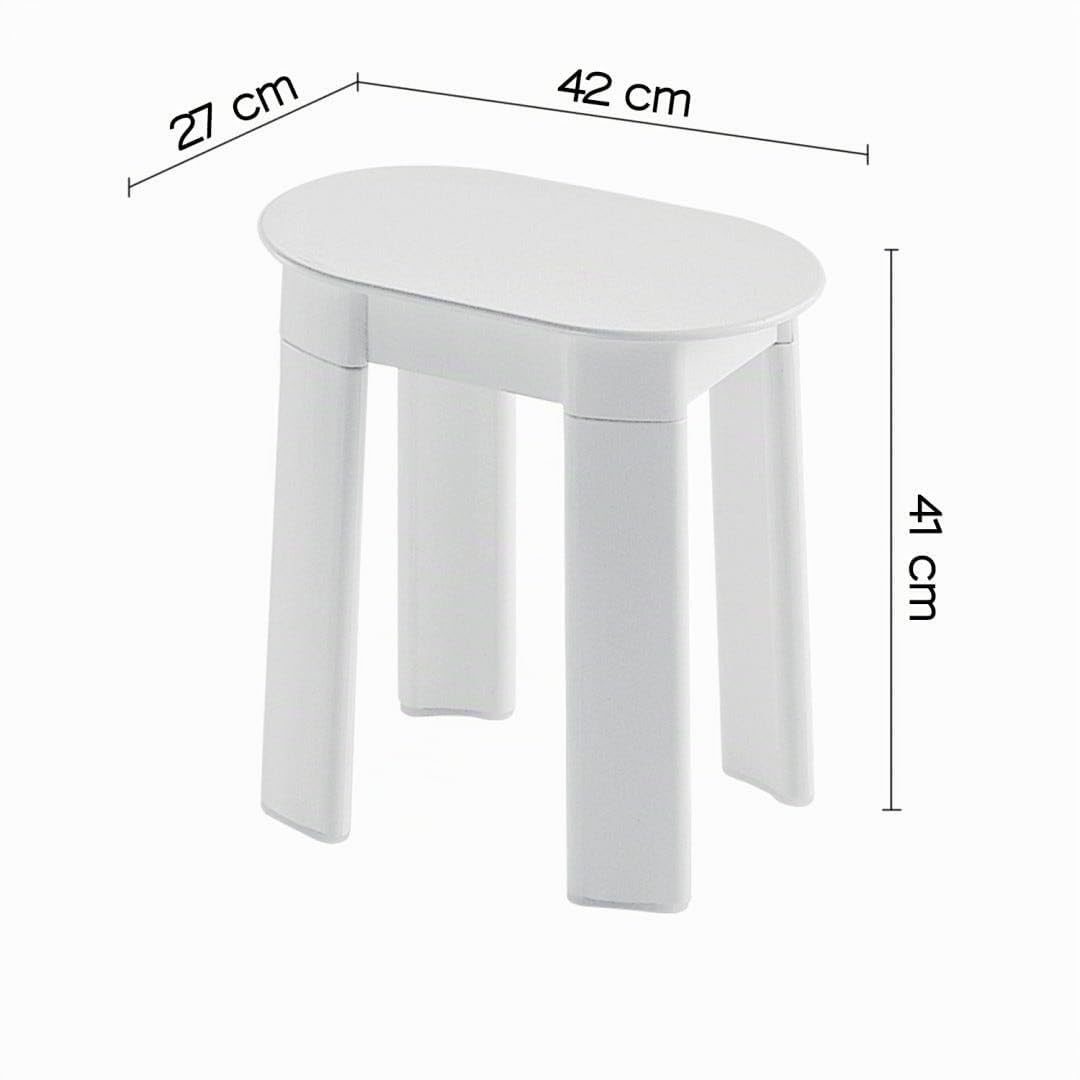 Kiamami Valentina - Sgabello per bagno 4 gambe resina termoplastica bianca