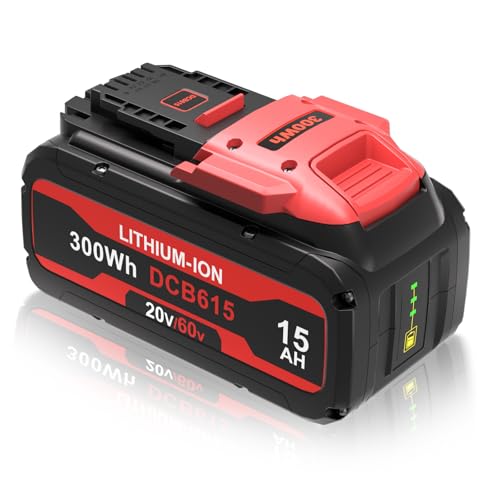 15.0Ah Replace for Dewalt Flex-volt 20v/60v Max Battery DCB615 DCB612 DCB609 DCB606 Compatible with Dewalt 20V and 60V MAX Cordless Power Tool & Chargers DCB101 DCB115 DCB1104 DCB1106 DCB118 DCB1112