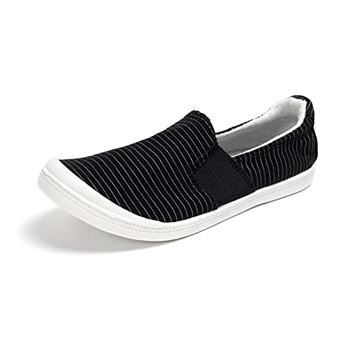Image of FUNKYMONKEY Slip-On Canvas Sneakers for Women, Comfortable Lightweight Lace-Up Flat Casual Tennis Shoes Breathable Walking Shoes for Everyday Wear