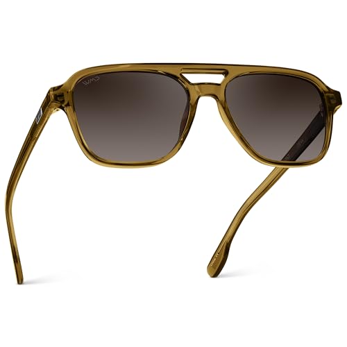 WMP Eyewear – Men’s Polarized Aviator Sunglasses: Double Bridge, Modern Acetate Frame