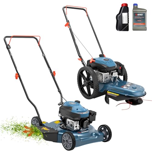 SENIX 20" 144 cc 4-Cycle Gas Lawn Mower, 22-Inch 160 cc 4-Cycle Gas Walk Behind String Trimmer Kit