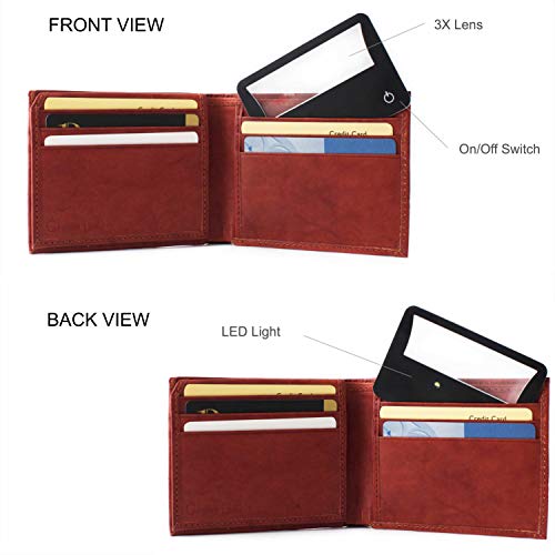 His And Her Credit Card Size Lighted 3X Magnifier Bundle Includes 2 Magnifiers, Each Magnifier For Reading Has 3X Fresnel Lens, Use As 3X Magnifying Glass With Light Or As Reading Magnifier For Menus #TOP1