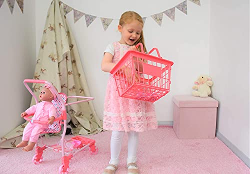 Kookamunga Kids 2 In 1 Shopping Cart For Kids - Kids Shopping Cart - Toy Grocery Cart - Toy Shopping Cart W/ Removable Hand Basket & Doll Seat Carrier - Perfect For Boys & Girls Ages 2+ (Pink Unicorn) #TOP3
