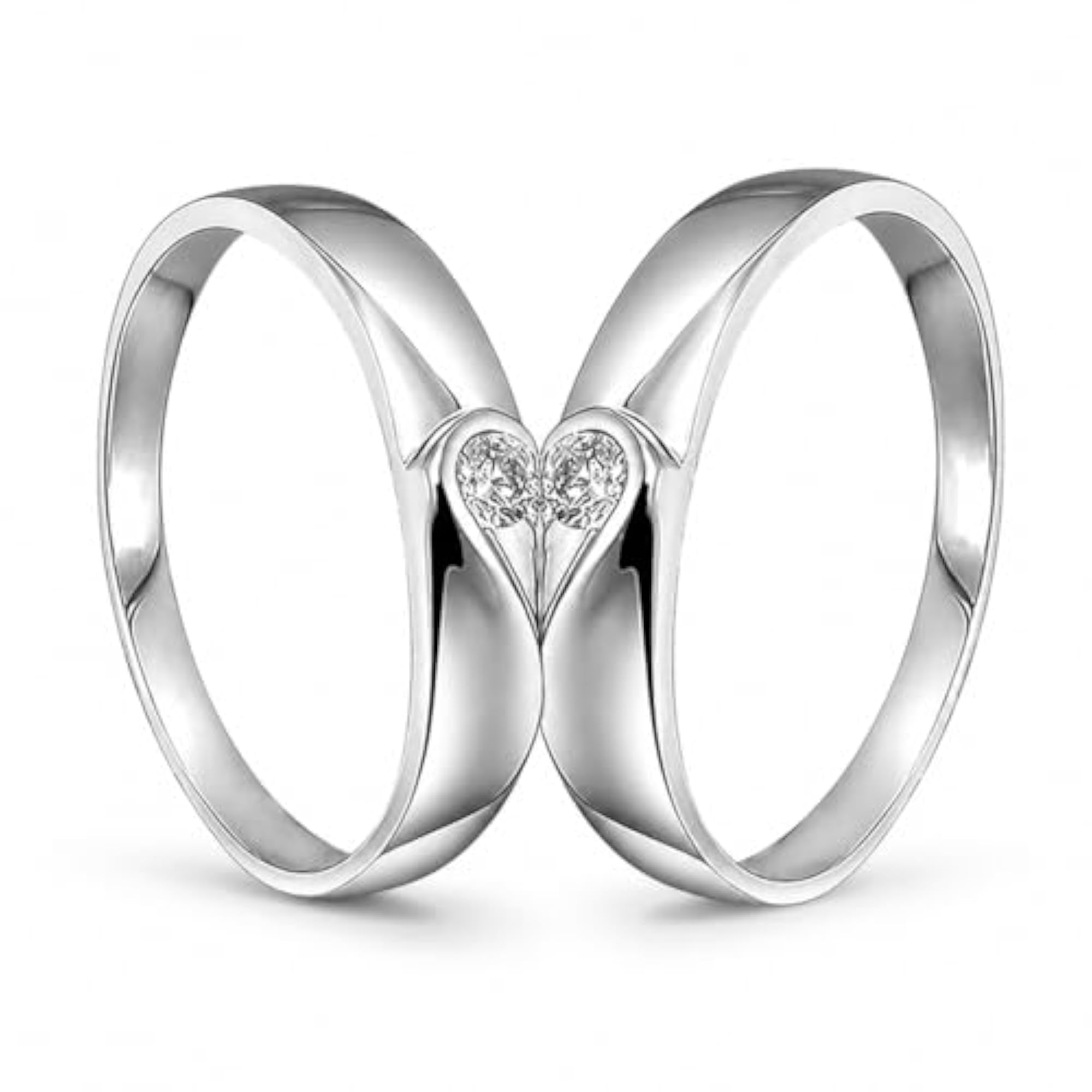 Couple Silver Plated Adjustable Broken Heart Ring Set