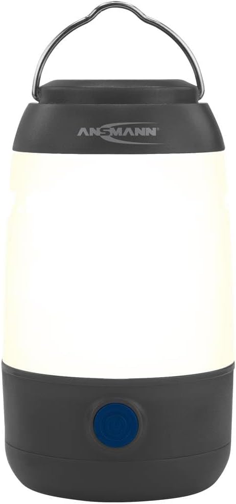 ANSMANN LED Camping Lamp with Handle [Black] Robust & Water Proof 220 Lumens Camping Lantern with 360° Beam, Portable with 3 Lighting Options & Includes 3 x AAA Batteries - 3 Yr Warranty