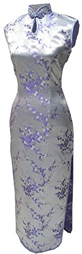 Image of 7Fairy Women's Sexy Iilac Keyhole Floral Long Chinese Dress Cheongsam