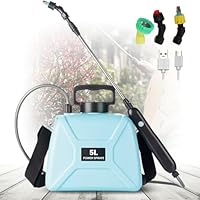 Bewinner Drucksprüher Elektrisch 5 Liter – Verbessertes Batteriebetriebenes Sprühgerät, Unkrautsprüher mit 3 Nebeldüsen/Batterieanzeige/23,6-Zoll-Teleskopstab/Schultertyp