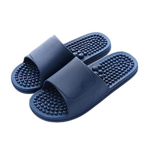 KCKEM Xingyue Aile Zuhause Chaussons Femme Hommes d'été Intérieur Chaussons PVC Accueil Lames Anti-dérapant amantes Massage Bain Slipper (Couleur : Navy, Taille : 9.5)
