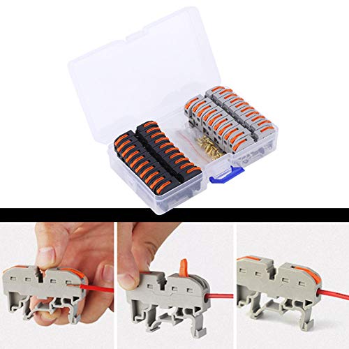 Connecteurs de câblage compacts PCT-211 pour rail DIN 11-28 AWG Lot de 20