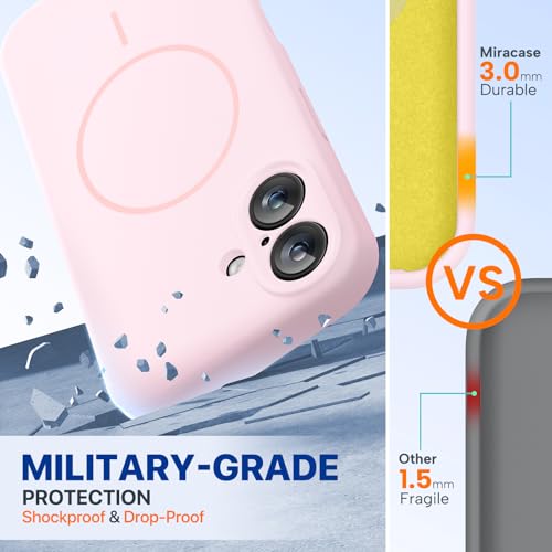 Image of Miracase Magnetic for iPhone 16 Plus Case, [Soft Anti-Scratch Microfiber Lining], Compatible with MagSafe, Liquid Silicone Shockproof Drop Protection Phone Case for 16 Plus,Sand Pink