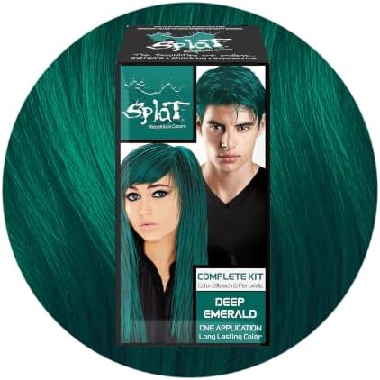 Splat Deep Emerald Semi Permanent Hair Dye Kit with Bleach, 1 Application