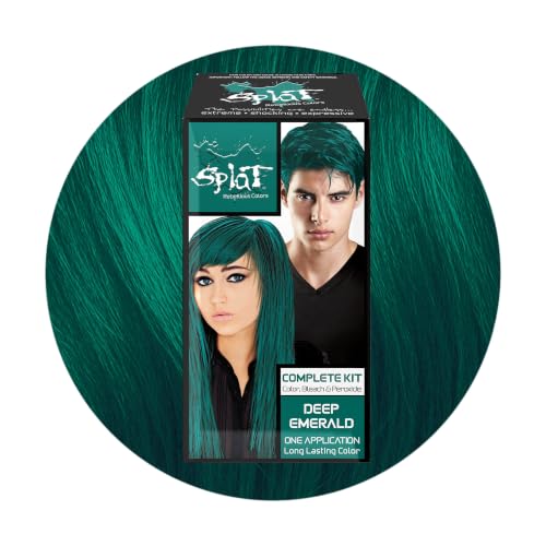 Splat Deep Emerald Semi Permanent Hair Dye Kit with Bleach, 1 Application