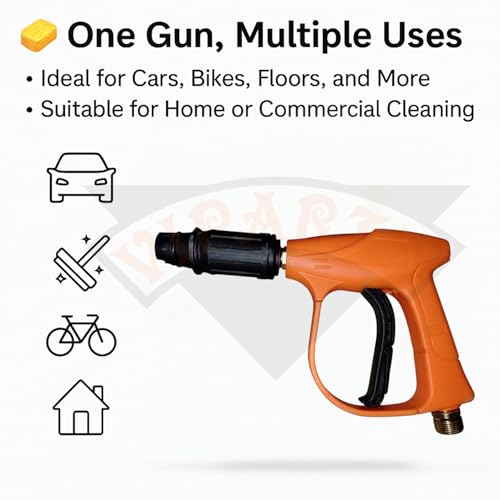 Image of Pressure Washer M22 Gun for Car Wash, Floor Cleaning | Free Inlet Filter | With Safety Lock | Suitable for Every Pressure Washer | Universal Fitting | Orange