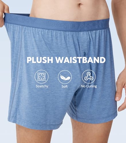 DAVID ARCHY Mens Boxers Soft Rayon Made from Bamboo Boxers for Men Pack Loose Underwear Cooling Mens Boxer Shorts4