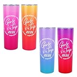 QsiuYbng 4 Pack 2026 Trip Gifts 20 oz Stainless Steel Tumblers for Women,Insulated Travel Cups with Lids, Matching Weekend Getaway Friendship Gifts for Vacation, Bachelorette Party
