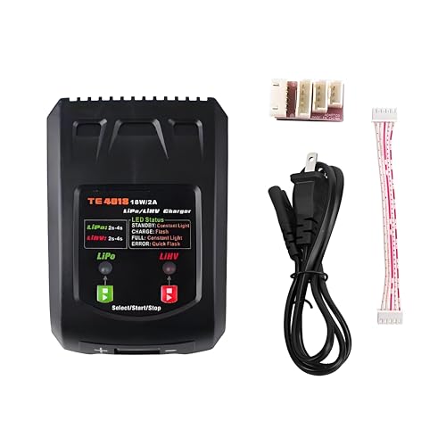 18W Fast LiPo Battery Charger, 2S 3S 4S RC Balance Charger Compatible with 7.4-14.8V LiPo & 8.7-17.4V LiHV Batteries, XH3P XH4P XH5P Connectors for FPV Drones, Airsoft Guns, RC Vehicles