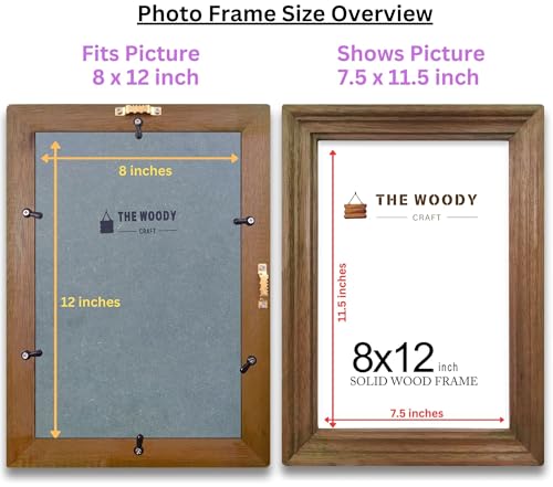 Image of 8x12 Photo Frame | Wooden Photo Frame | Small Photo Frame mini | Brown Wooden Frame for Wall | Elegant Wall & Table Decor (8x12 inch, Brown)