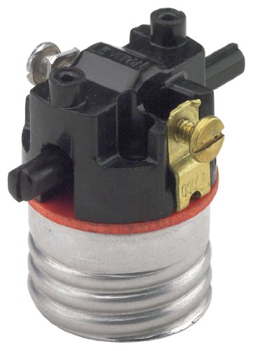 Leviton 7080-M Medium Base Interior Only, Shell Incandescent Lampholder, Push-Through, Single Circuit