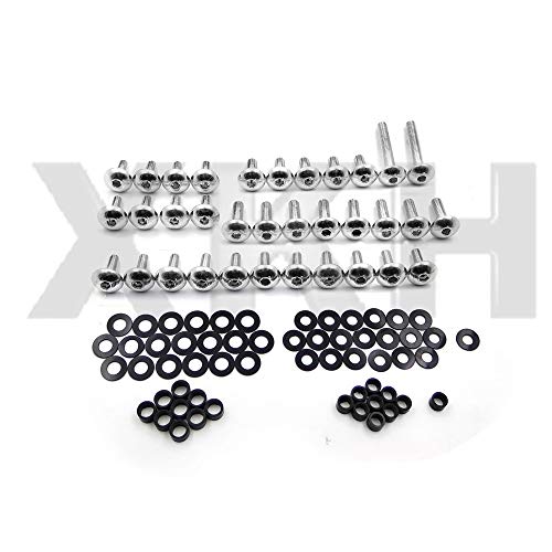 Xkh- Motorcycle Silver Normal Fairing Bolts Compatible With 1999-2007 Suzuki Hayabusa Gsx1300R Gsx-R 1300 [B00Y7C3Mdo] #TOP1
