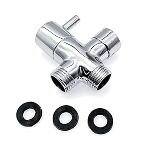 JZK 3-weg douchearm omvormer ventiel 1/2 inch, messing douchekop splitter 3 manieren, G1/2 metalen douche omvormer ventiel vervanging met rubberen ringen, douche adapter flow diverter