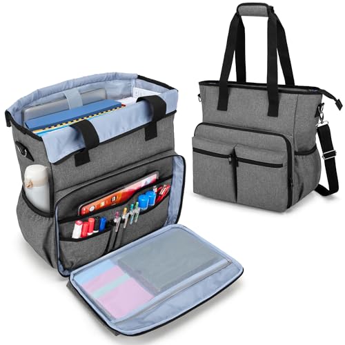 BAFASO Teacher Bag with Laptop Sleeve and Shoulder Strap, Large Teacher Tote Bag with Multiple Pockets