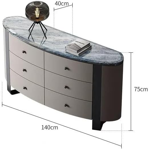 Cabinets Minimalist Six-drawer Chest Of Drawers Marble Dining Side Storage Furniture Leather Art Luxury Stone Entrance Corridor Decorative Table Sideboard Cabinet(B)