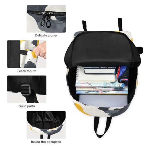 Backpack Lunch Bag Set Camo Pattern Print, Big Storage Travel Backpacks with Insulated Lunch Box for Office Hiking Picnic3