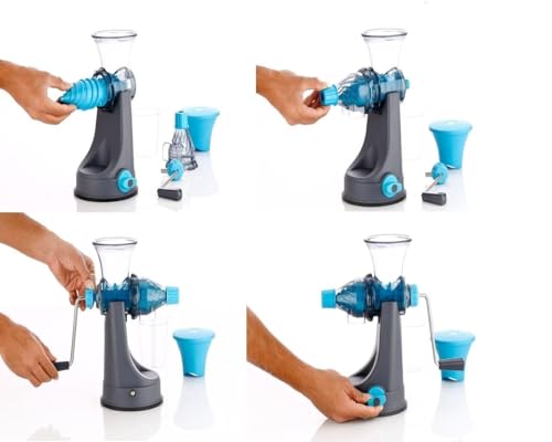 Image of Manual Pastic Hand Juicer for Fruits & Vegetables | Fresh Mosambi, Orange Citrus Fruits Juice Maker Machine For Home Kitchen | With Steel Handle Vacuum Locking System (Assoted color)