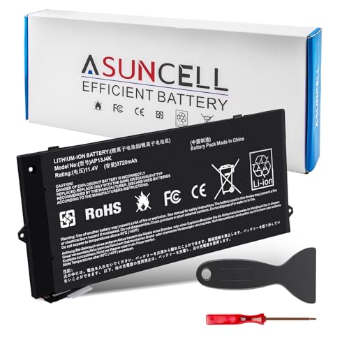 Image of ASUNCELL 3720mAh AP13J4K Battery for Acer Chromebook 11.6 inch C720P C720 11 C740 Sesies C720P-2666 C720-2800 C740-C3P1 C740-C4PE KT.00304.001 KT.00303.001, 11.4V 4-Cell (2.5cm Short Cable)