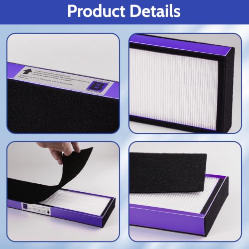 Image of FLT4850PT True HEPA Replacement Filter B with Pet Pure Treatment for AC4825 | Compatible with GermGuardian Air Purifier AC4850PT AC4880W AC4825 AC4825E AC4825W AC4900, 4 True HEPA & 4 Carbon Pre-Filters