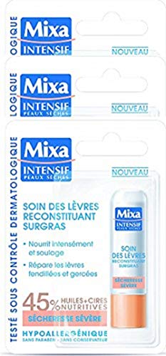 Mixa Intensif Peaux Sèches - Soin des Lèvres Reconstituant Surgras - 4.7 ml - Lot de 3… Cover