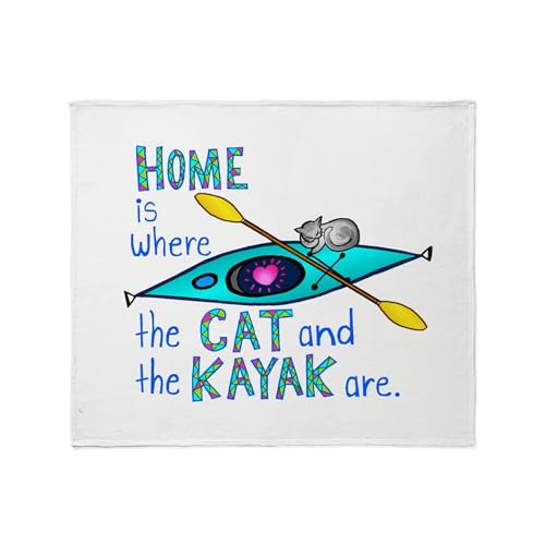CafePress Cat & Kayak Fleece Throw Blanket 60"x50