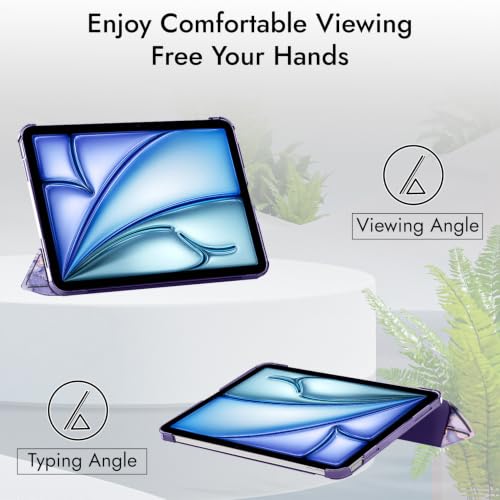 Image of Robustrion Cover for iPad Air 11 inch Cover M4 / M3 / M2 / Air 4th 5th Gen Generation with Translucent Back for iPad Air 11 inch M4 M3 M2 /Air 4 5 10.9 inch - Marble Lilac